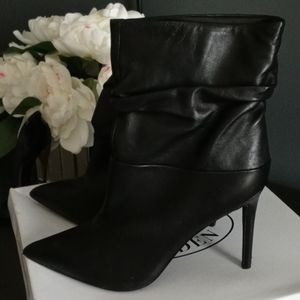 Black leather bootie